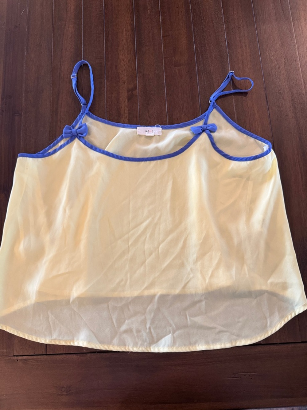 mine Yellow Crop Top with Blue Trim